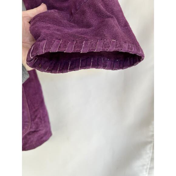 Authentic Winlit 1969 women’s M Purple Suede Jacket W/Hood Zipper Drawstring - Picture 8 of 16